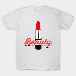 Beauty Red Lipstick Illustration Vector Design T-Shirt